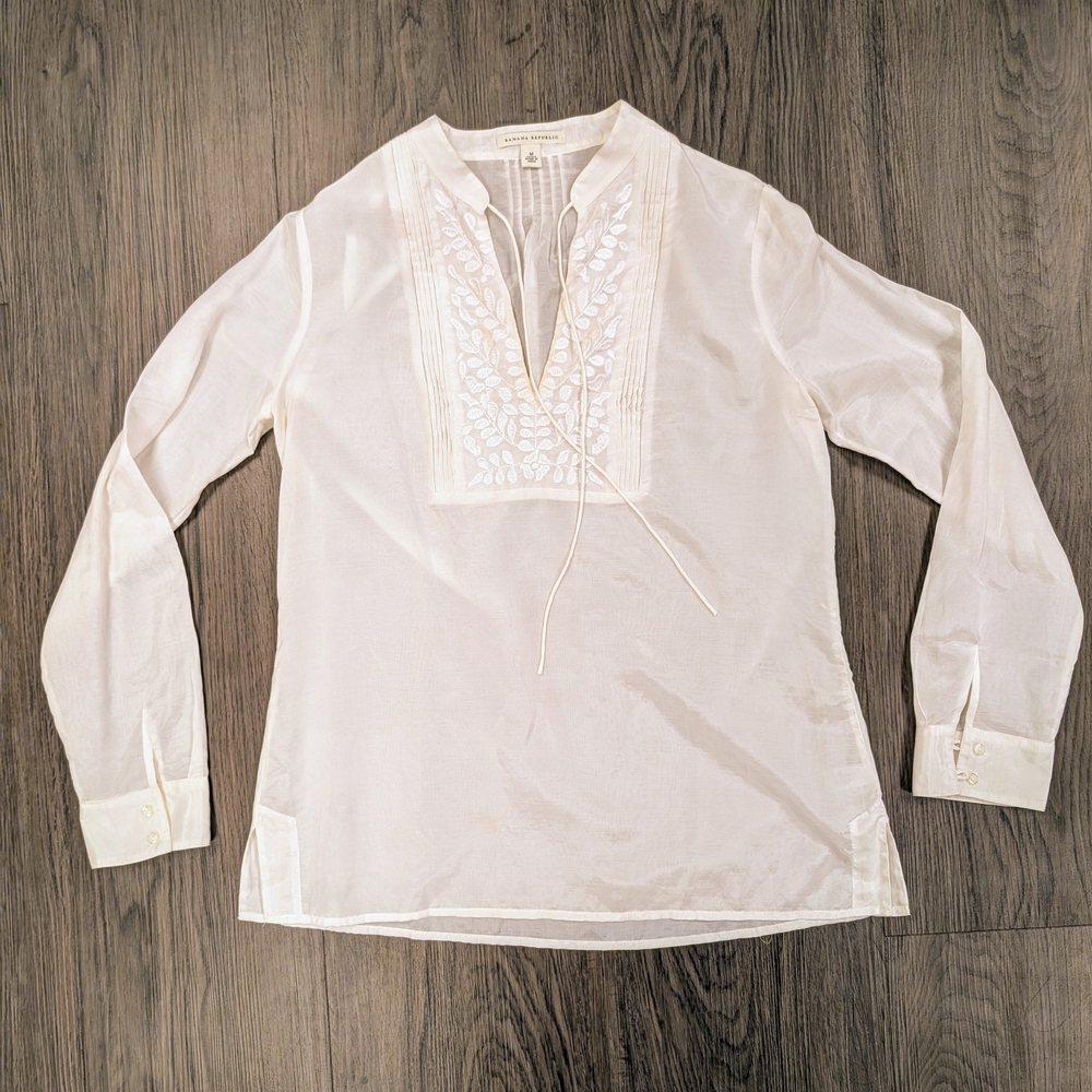 Women's Boho Cotton And Silk Banana Republic Shirt